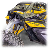 High-impact ABS front fender kit for 2024+ Maverick R with aluminum brackets and splash panels