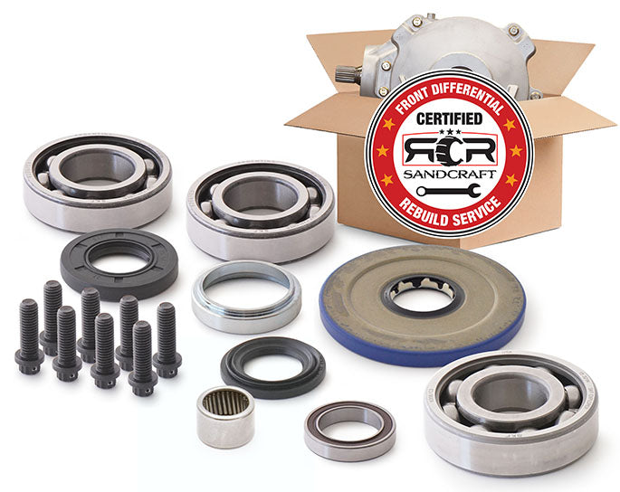 BULLETPROOF FRONT DIFF RE-BUILD 2017-2019 CAN-AM VISCO LOK parts including bearings, seals, and rebuild service.