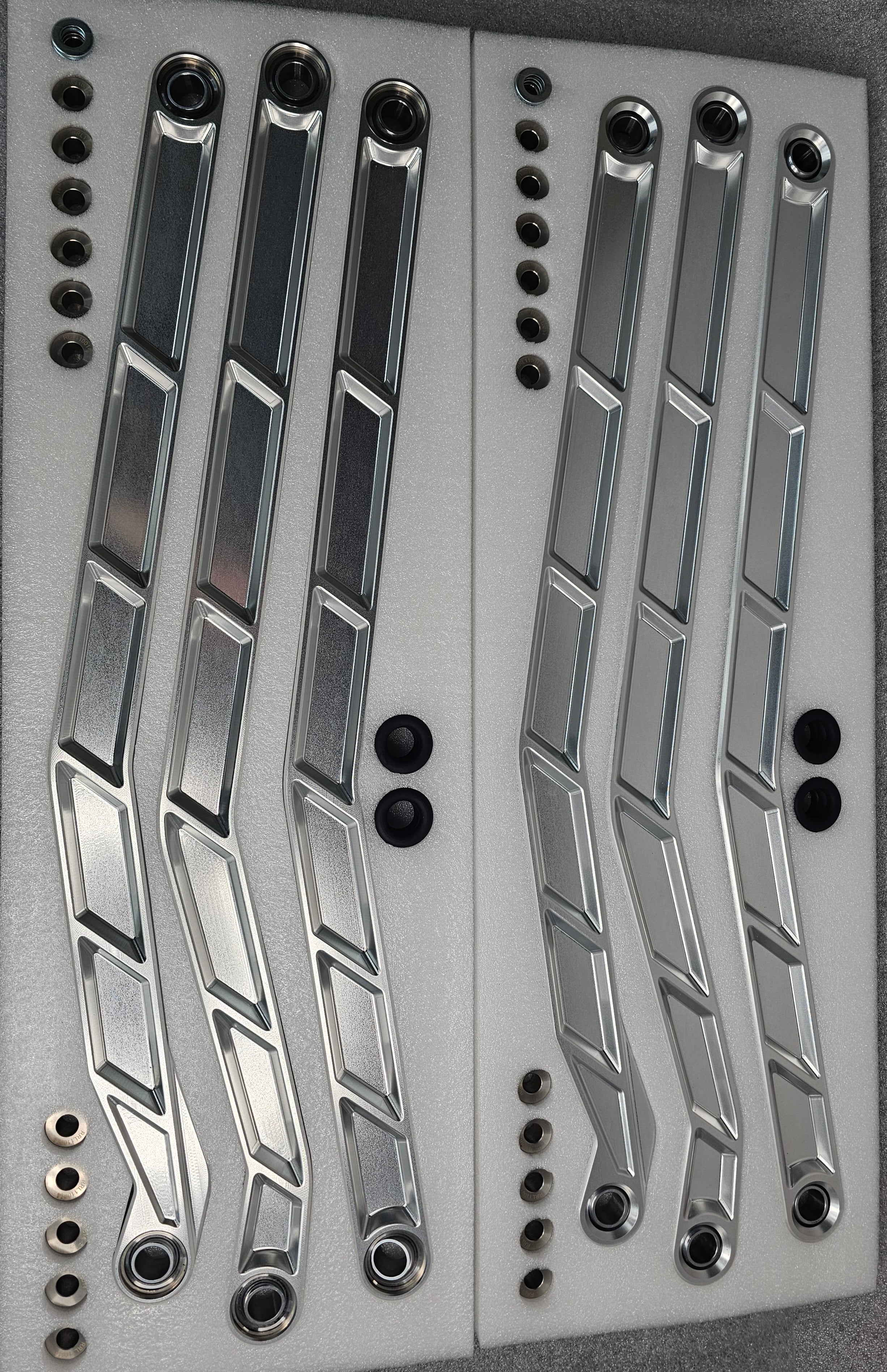 2017 to Current Can-Am X3 Maverick High Clearance Radius Rods in Clear Finish for 72" displayed with hardware options.