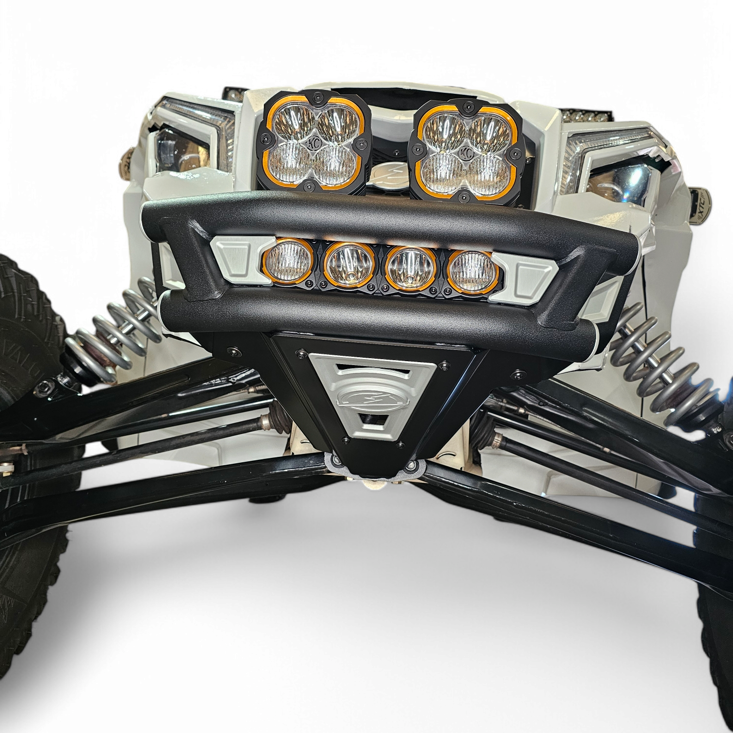 2017 + Can-Am X3 Maverick Amp Front Bumper showcasing integrated lighting options and rugged design.