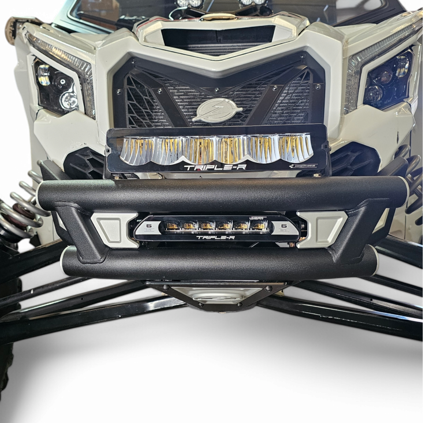 2017 + Can-Am X3 Maverick Amp Front Bumper with integrated lighting and rugged design for off-road performance