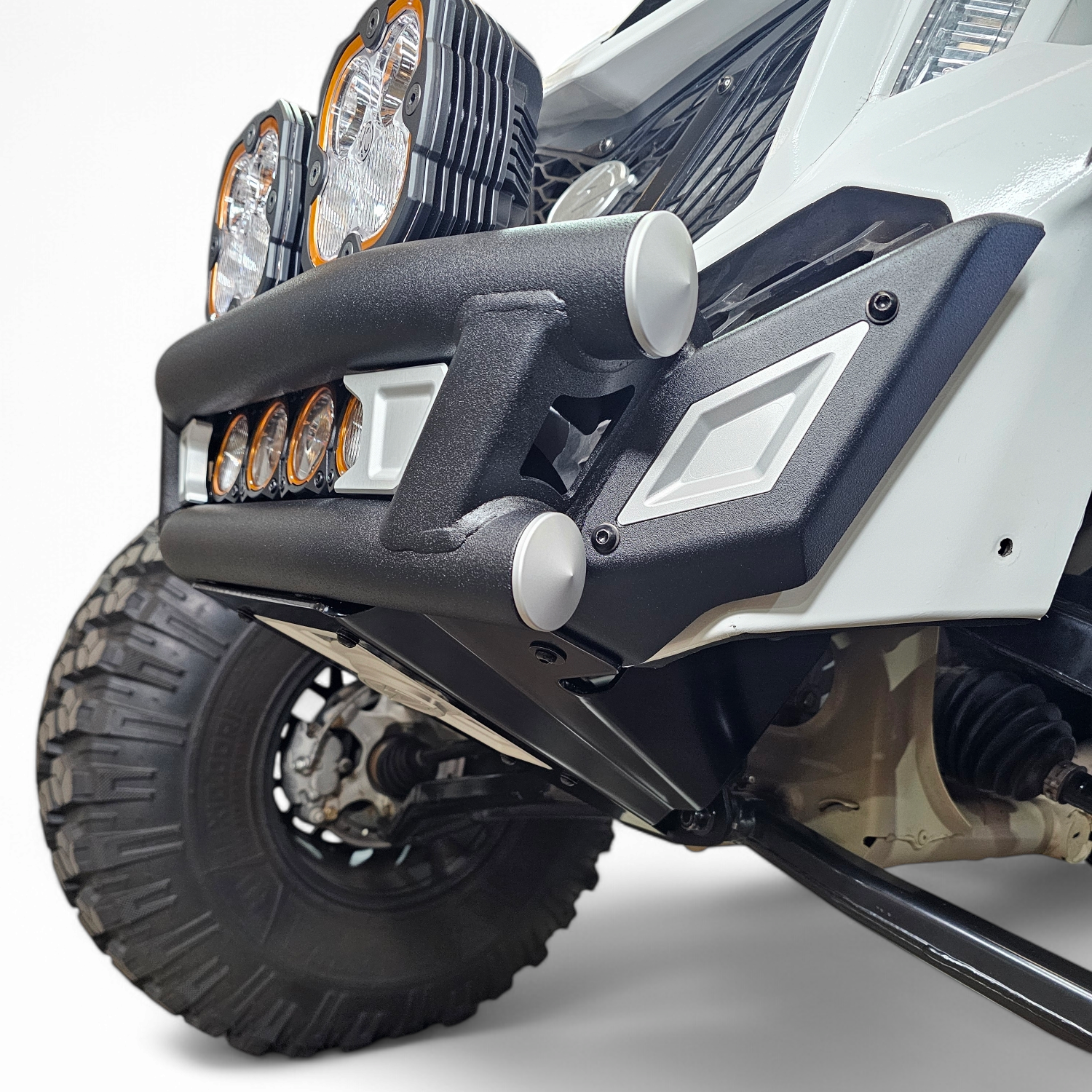 2017 + Can-Am X3 Maverick Amp Front Bumper showcasing unique design and lighting options for off-road vehicles.