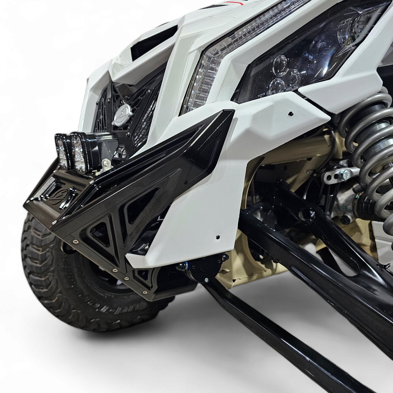 2017 to Current Can-Am X3 Maverick Machined Billet Front Winch Bumper (Black Anodize) installed on UTV