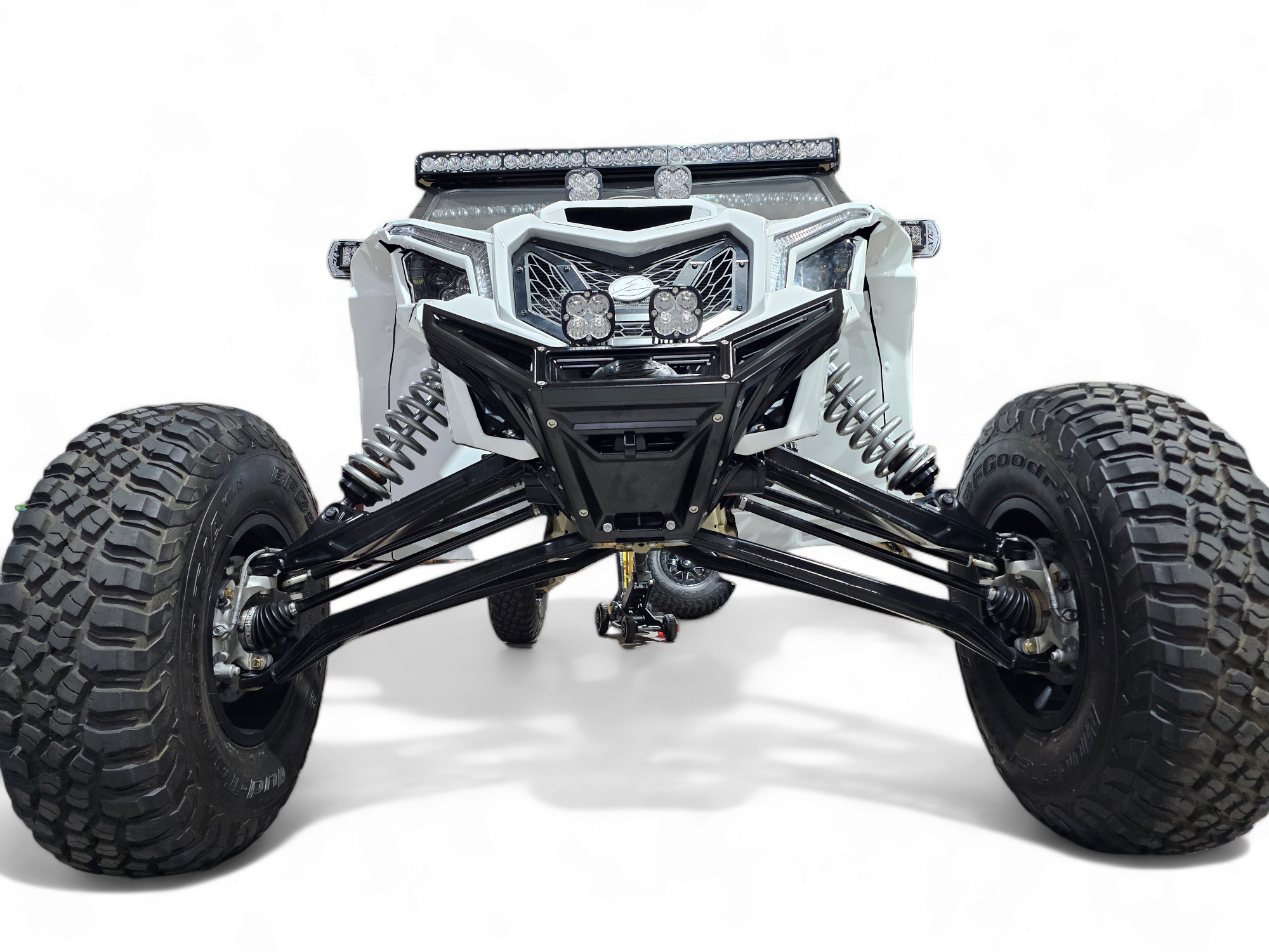 2017 to Current Can-Am X3 Maverick Machined Billet Front Winch Bumper (Black Anodize) on UTV showcasing off-road features.