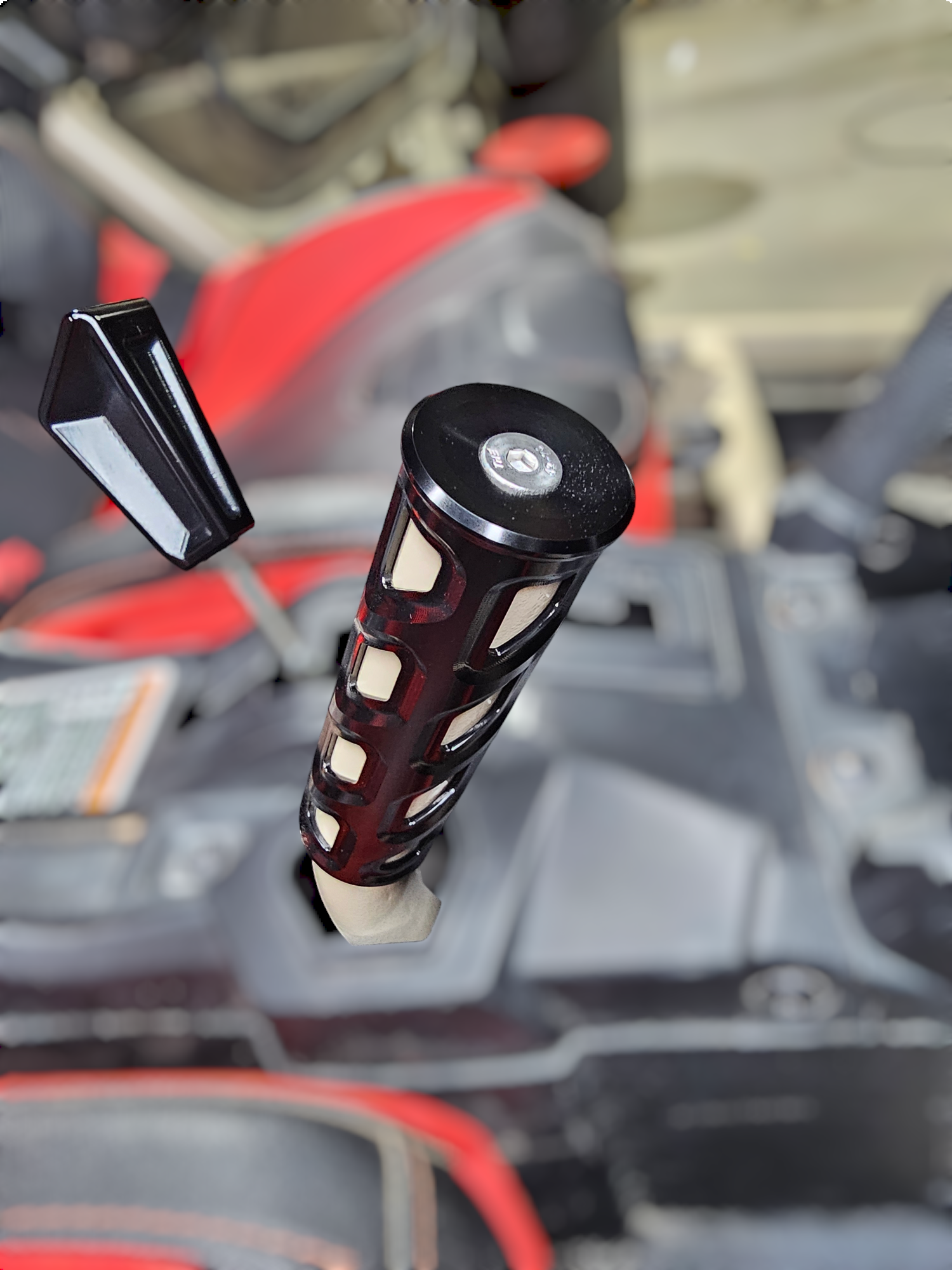 2017 to Current Can-Am X3 Maverick EOD Grab Handle Anodized Black Finish installed in a UTV interior.