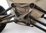 2017-2021 Can Am X3 Maverick EOD Radius Rod Plate with Tow Hook Gun Metal installed on UTV suspension.