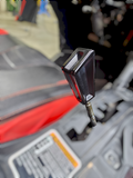 2017 to Current Can-Am X3 Maverick EOD Shift Knob Anodized Black Finish installed in a UTV cockpit.
