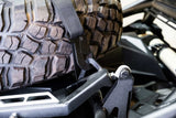 2017-2024 Can Am X3 Maverick Volt Series Baja Spare Tire Rack with tire, secure hold down mounts and Y straps.