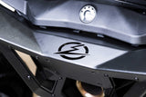 2017-2024 Can Am X3 Maverick Volt Series Rear Bumper logo detail on steel design for style and protection.