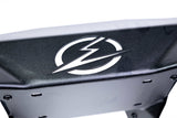 Close-up of 2017-2024 Can Am X3 Maverick Volt Series Rear Bumper with logo, designed for UTV Pros and off-road enthusiasts.