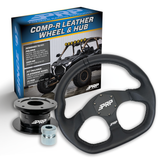 D-Shape Leather Steering Wheel Kit with Quick Release Hub PRP