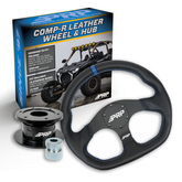 D-Shape Leather Steering Wheel Kit with Quick Release Hub PRP