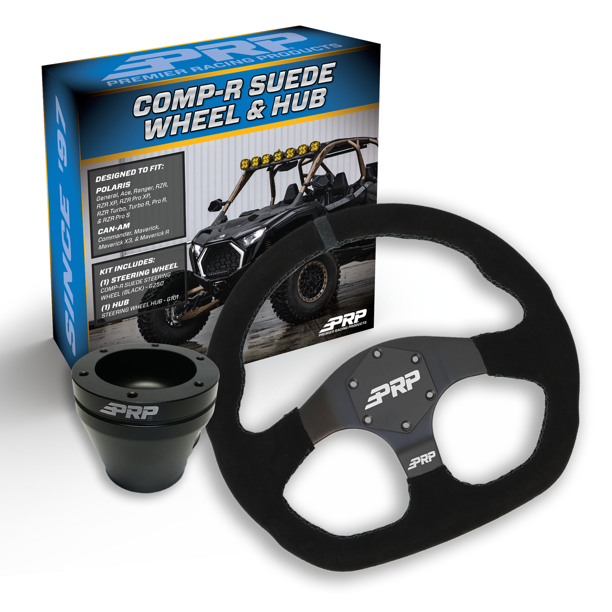 D-Shape Suede Steering Wheel Kit with Hub PRP