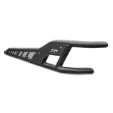 Close‑up of weld seams on black steel rock rail under X3 rocker panel