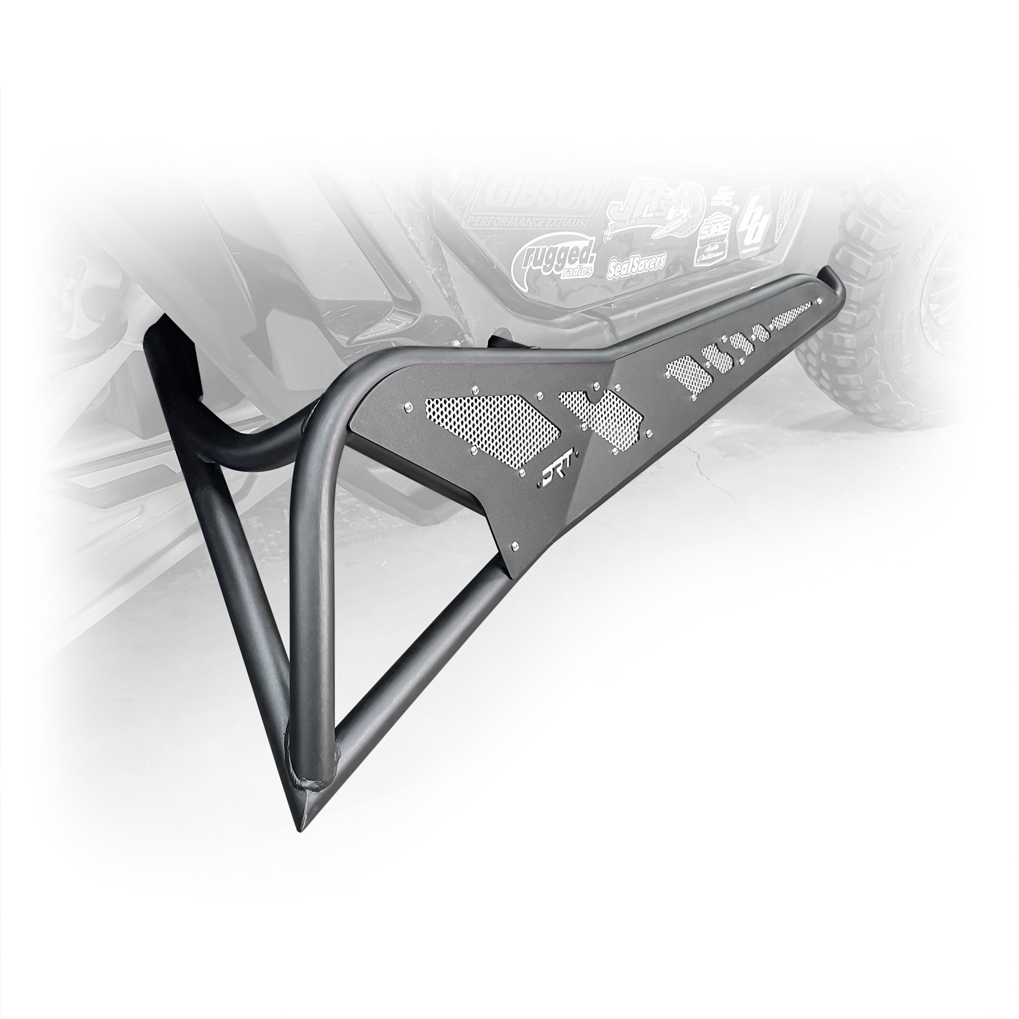 Close-up of welded gussets on steel tree kicker for Can‑Am X3