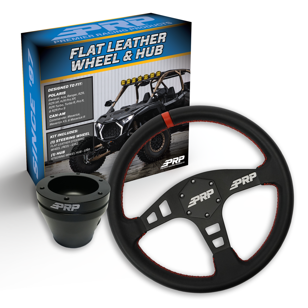 Flat Leather Steering Wheel Kit with Hub PRP