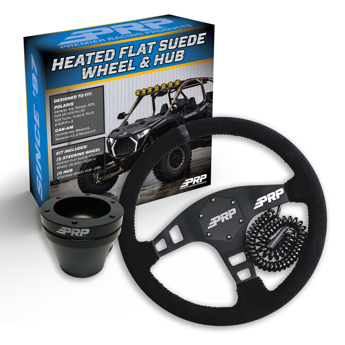 Heated Flat Suede Steering Wheel Kit with Hub PRP