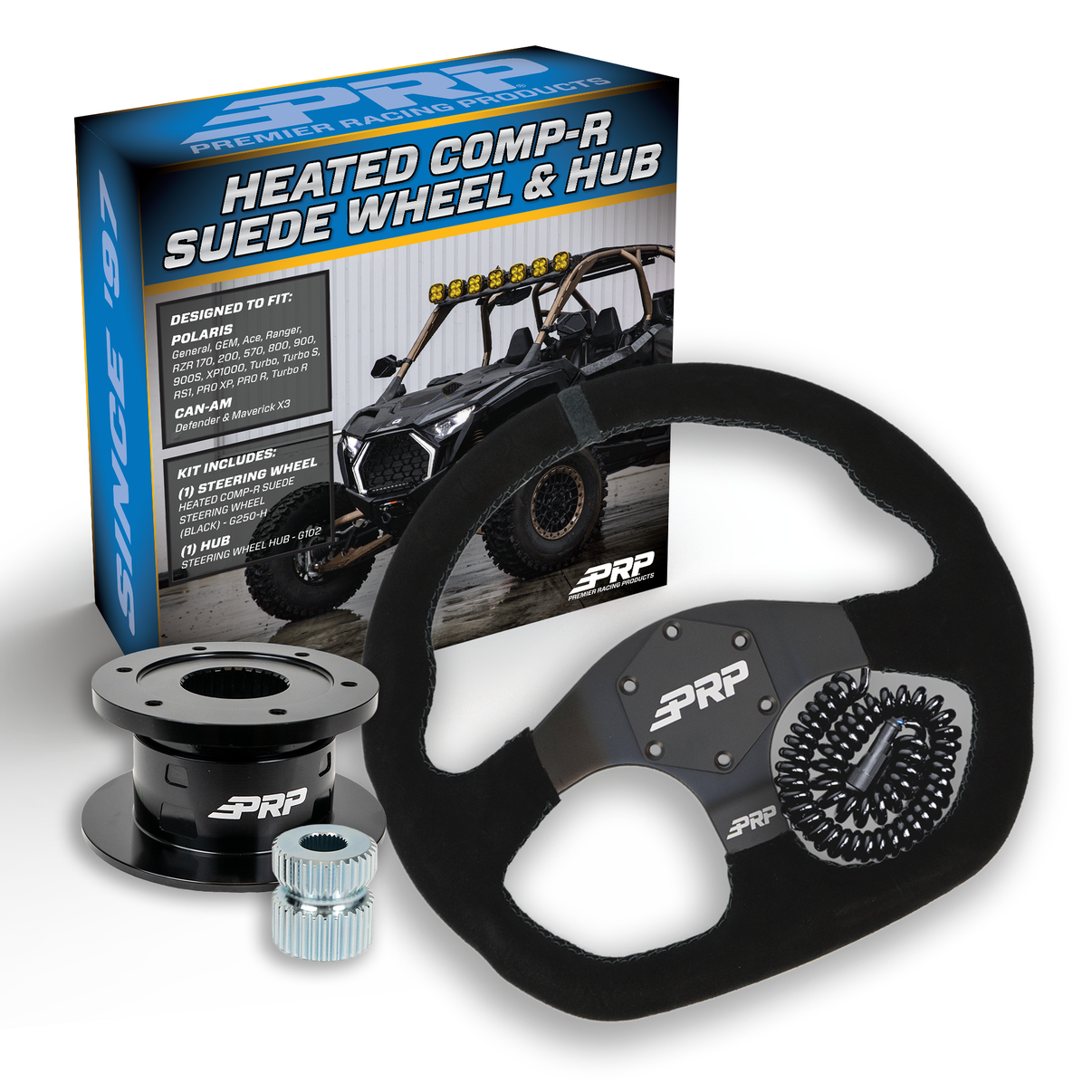 Heated Suede D-Shape Steering Wheel Kit with Quick Release Hub PRP