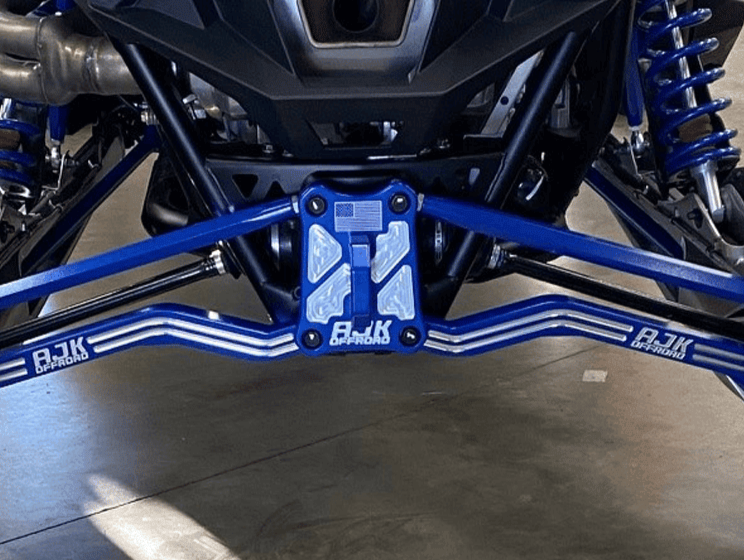 Polaris Pro R / Turbo R Billet Radius Rod Plate / Pull Plate by AJK Offroad Installed On Vehicle Wide View