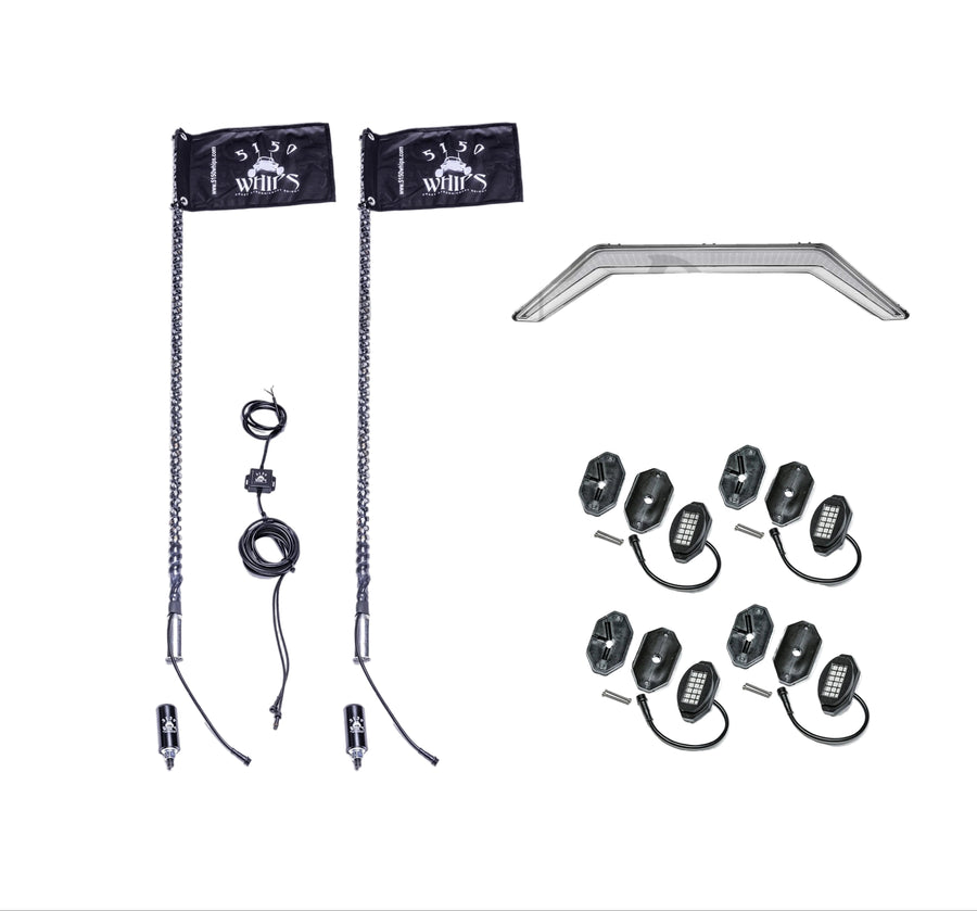 Polaris RZR Pro R / Pro XP / Turbo R 187 Style Lighting Kit 5150 Whips