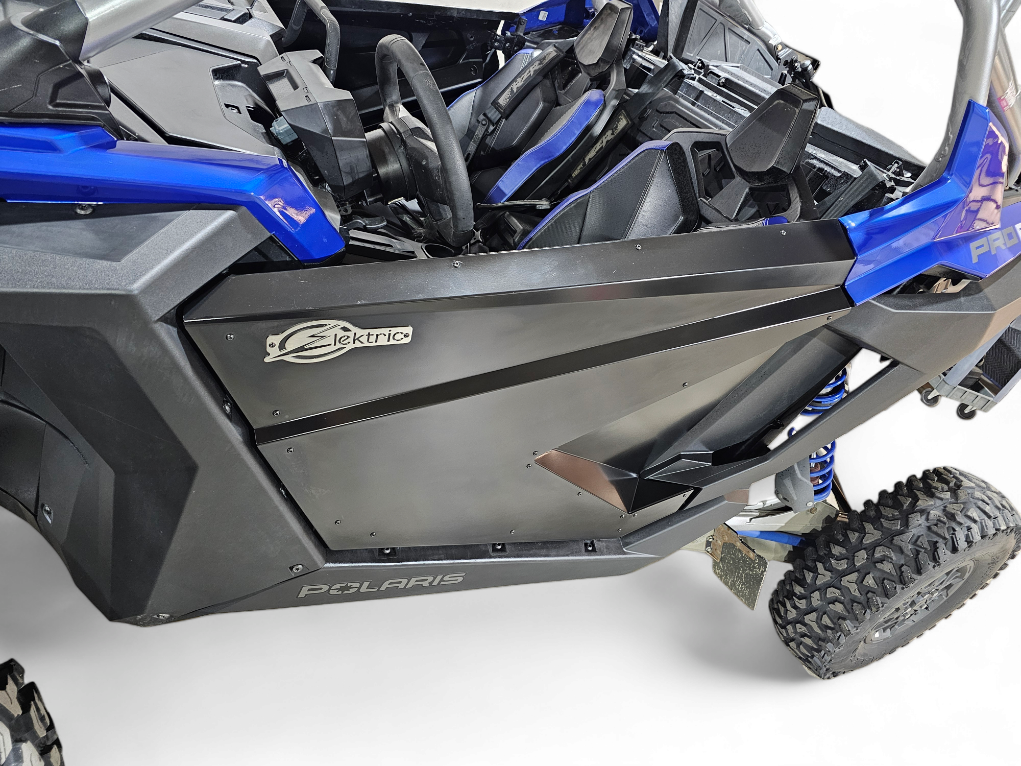2020 to 2024 Polaris RZR Pro XP/Pro R/Turbo R Amp Door Skins (2 Seat) in satin black finish on UTV.