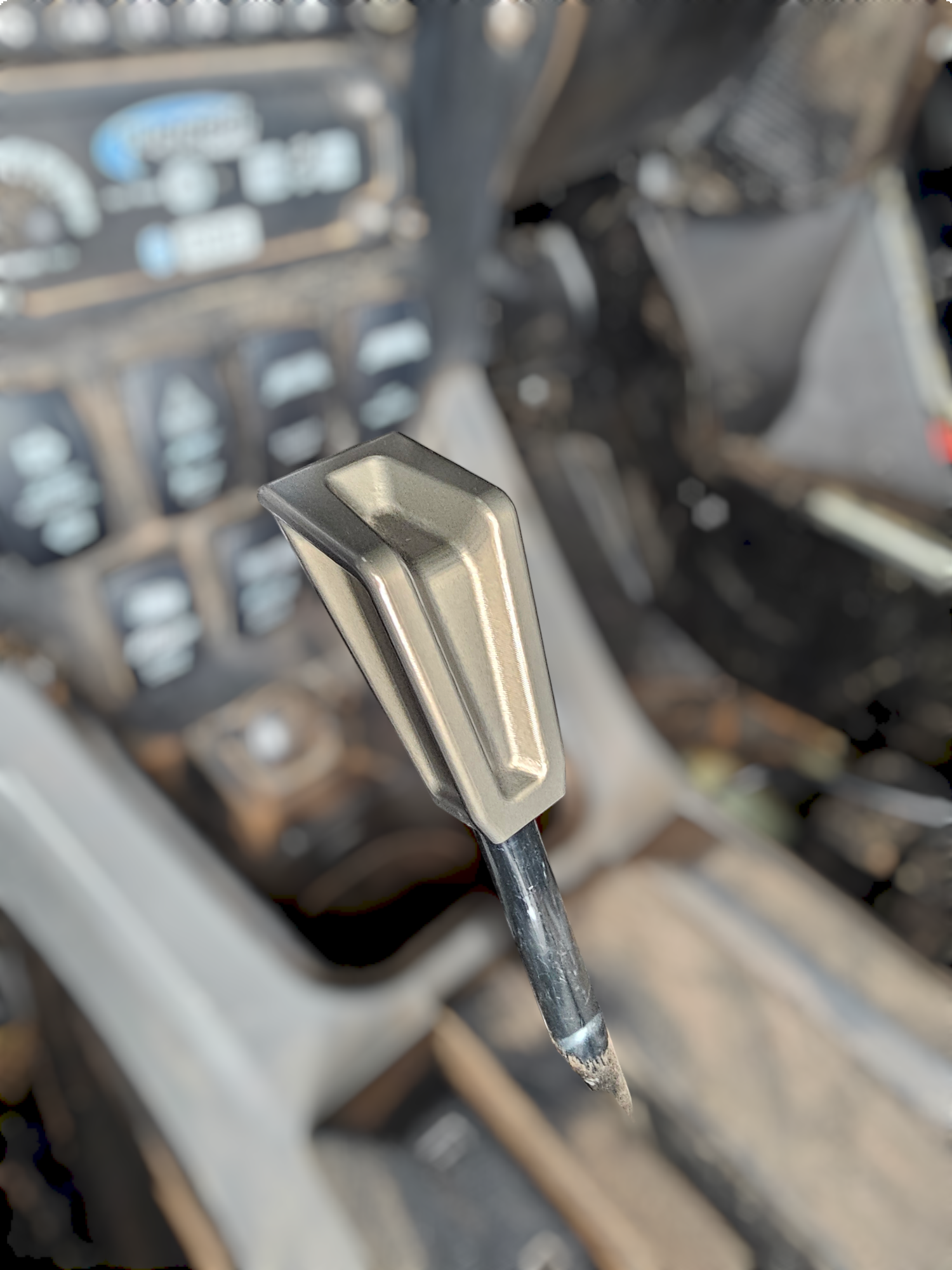 2020 to Current Polaris RZR Pro R, Pro XP, Turbo R, and Xpedition Shift Knob Anodized Gun Metal Finish in vehicle interior.