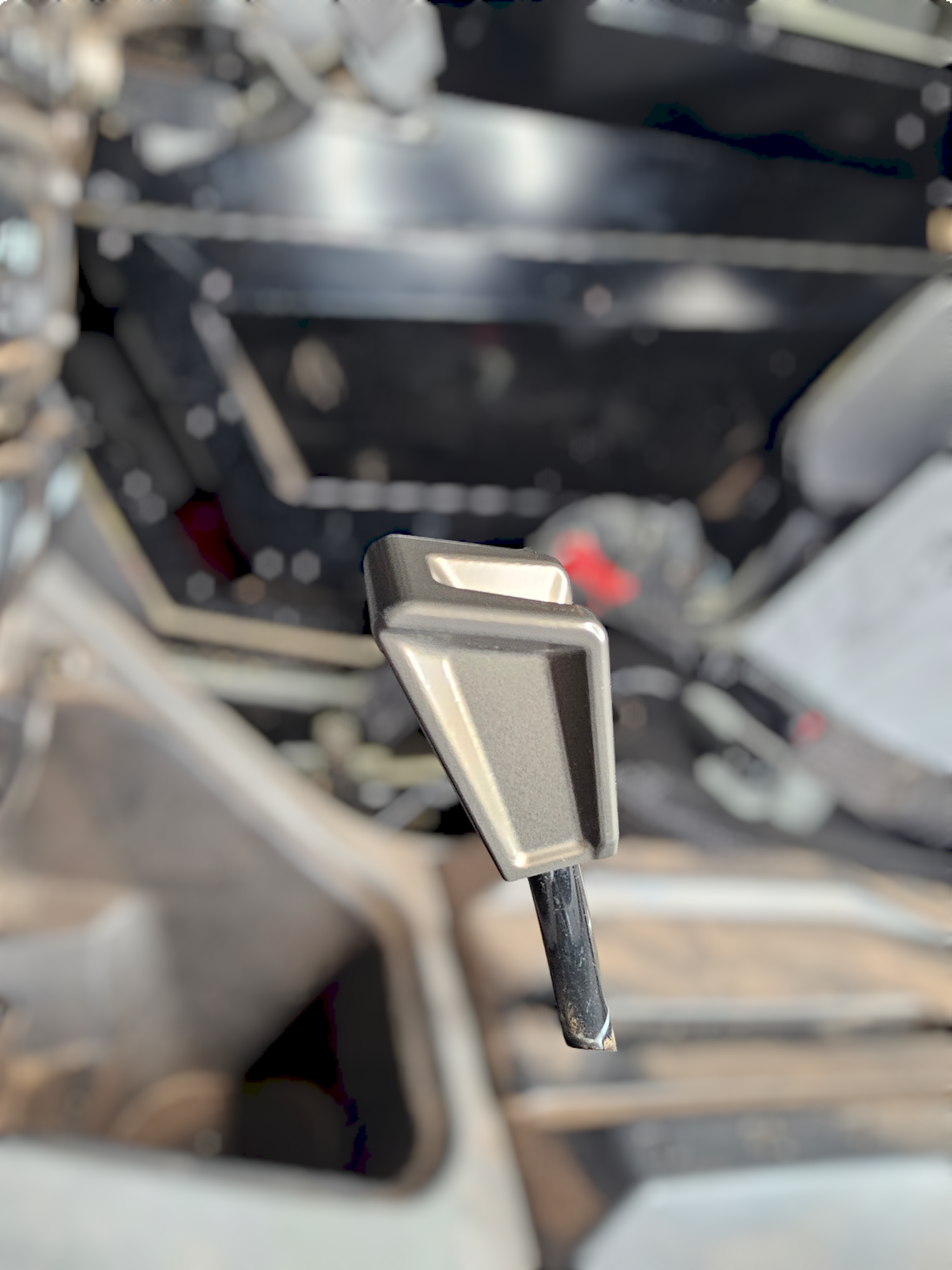2020 to Current Polaris RZR Pro R, Pro XP, Turbo R, and Xpedition Shift Knob Anodized Gun Metal Finish installed in UTV interior.