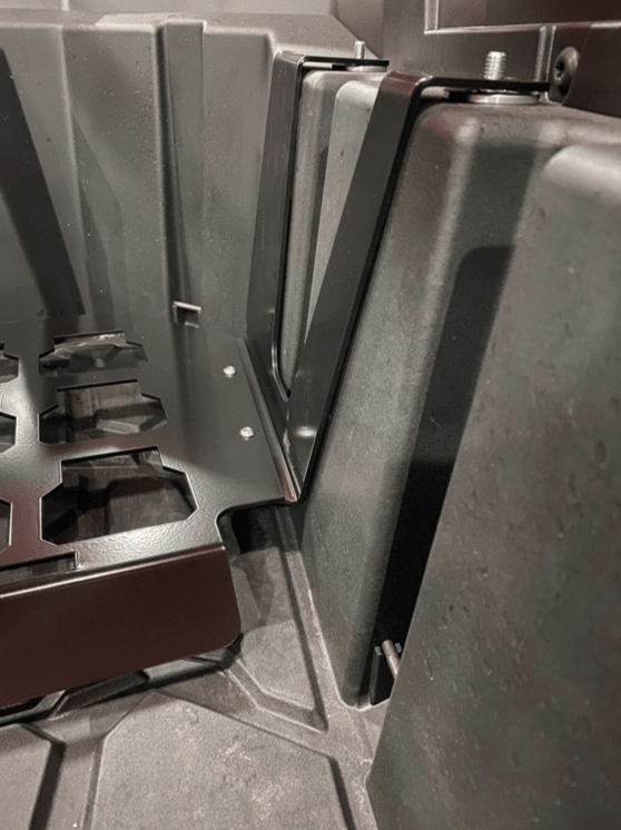 Polaris RZR PRO XP / Turbo R Packout Mount by AJK Offroad Close Up of Where the Mount is Secured by Screws