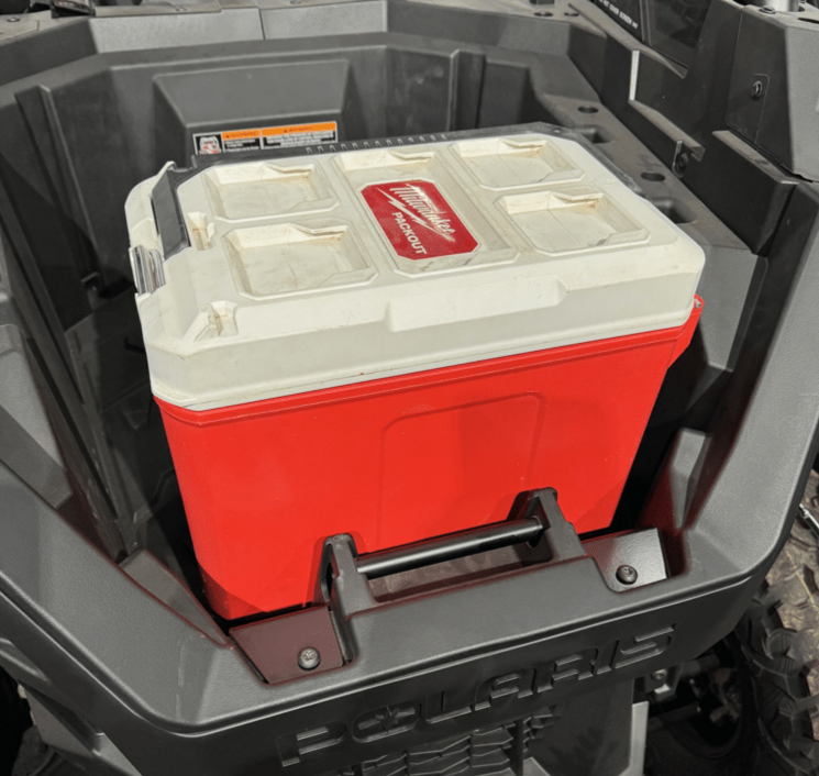 Polaris RZR PRO XP / Turbo R Packout Mount by AJK Offroad with Miluakee Packout Cooler