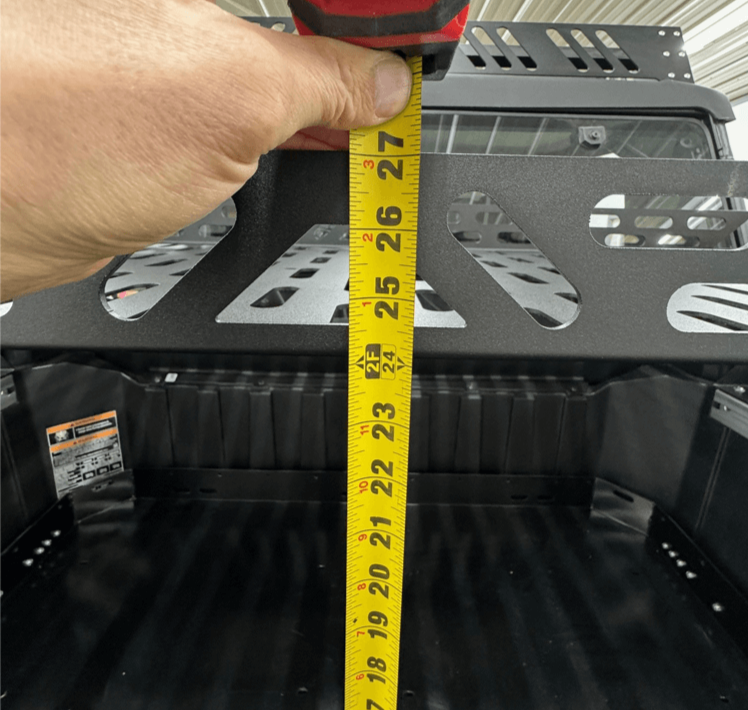 Polaris Xpedition Short Headache Rack 3/4 Rack by AJK Offroad with Tape Measure Showing Height