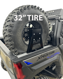 Polaris Xpedition Spare Tire Carrier by AJK Offroad Pictured with 32" Tire Right Slight Angle View