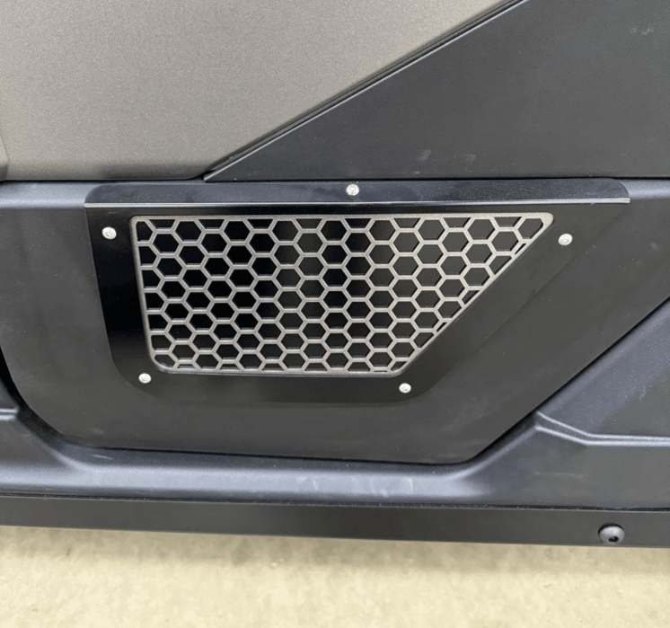 Polaris Xpedition Vented Lower Doors Inserts by AJK Offroad Close Up of Rear Door In Silver
