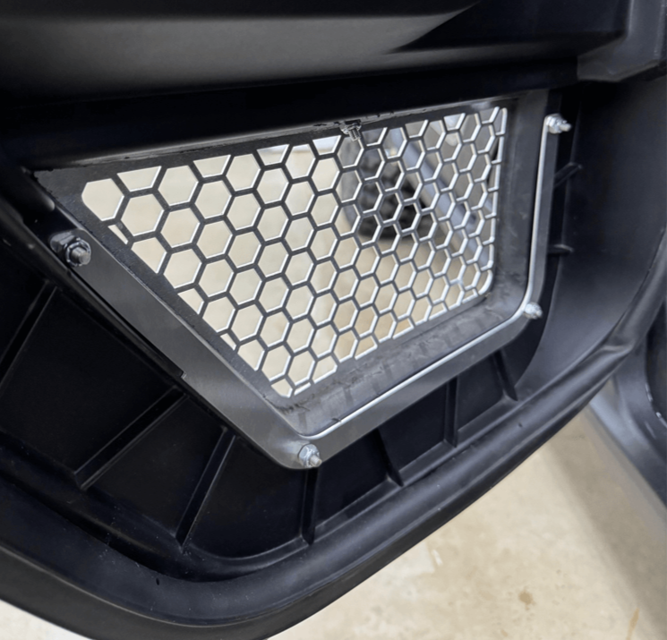 Polaris Xpedition Vented Lower Doors Inserts by AJK Offroad Side Close Up of Interior of Vents in Raw Aluminum 