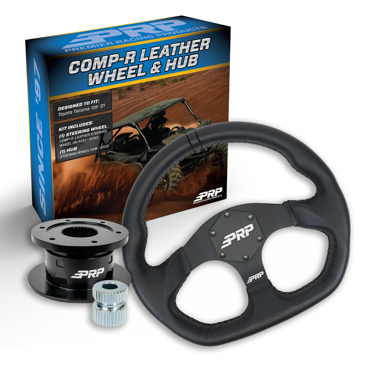 Yamaha UTV D-Shape Leather Steering Wheel Kit with Hub PRP