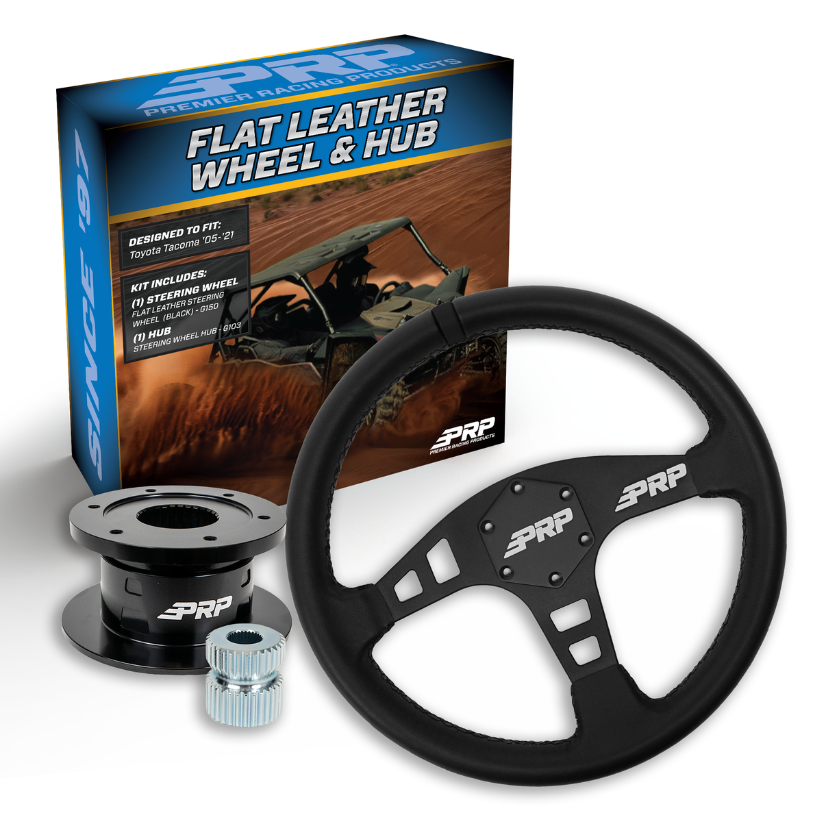 Yamaha UTV Flat Leather Steering Wheel Kit with Hub PRP