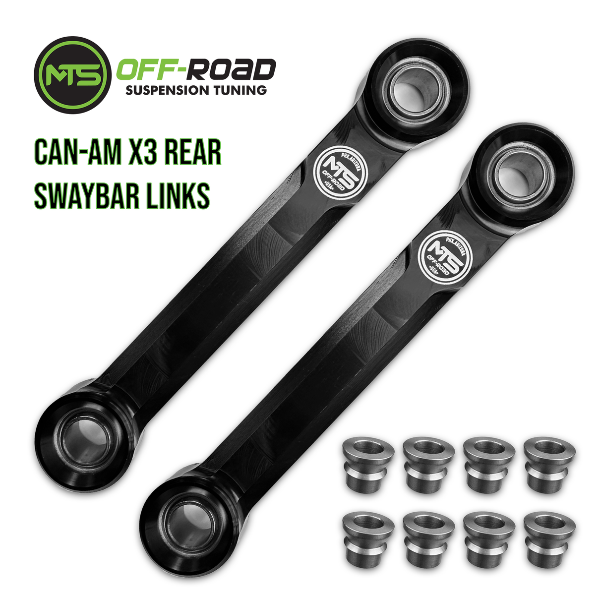 MTS Off-Road Can-Am X3 Sway Bar End Links (Rear) with black finish and durable components for UTV suspension tuning.