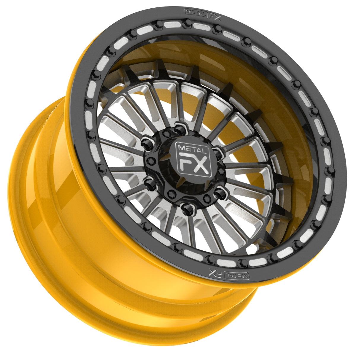 17" Delta 6R | Forged 3-Piece | Beadlock UTV wheel from Metal FX Offroad, designed for style and performance.