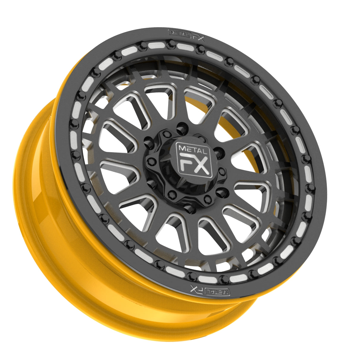 17" Outlaw 6R | Forged 3-Piece | Beadlock UTV wheel by Metal FX for off-road enhancement and style.