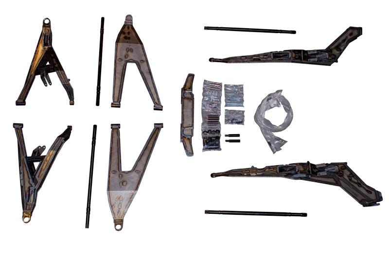 HCR Racing RZR-05700 Polaris RZR XP 1000 Dual-Sport Mid-Travel Suspension Kit components laid out on a white background.