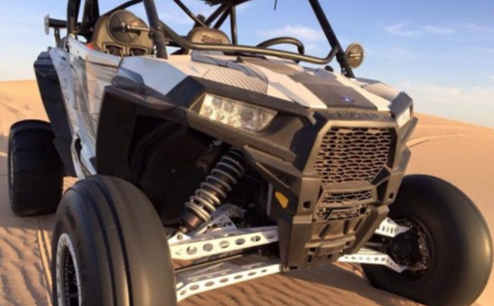 HCR Racing RZR-05200-1 Polaris RZR XP 1000 Elite OEM Replacement Front A-arms on an off-road vehicle.