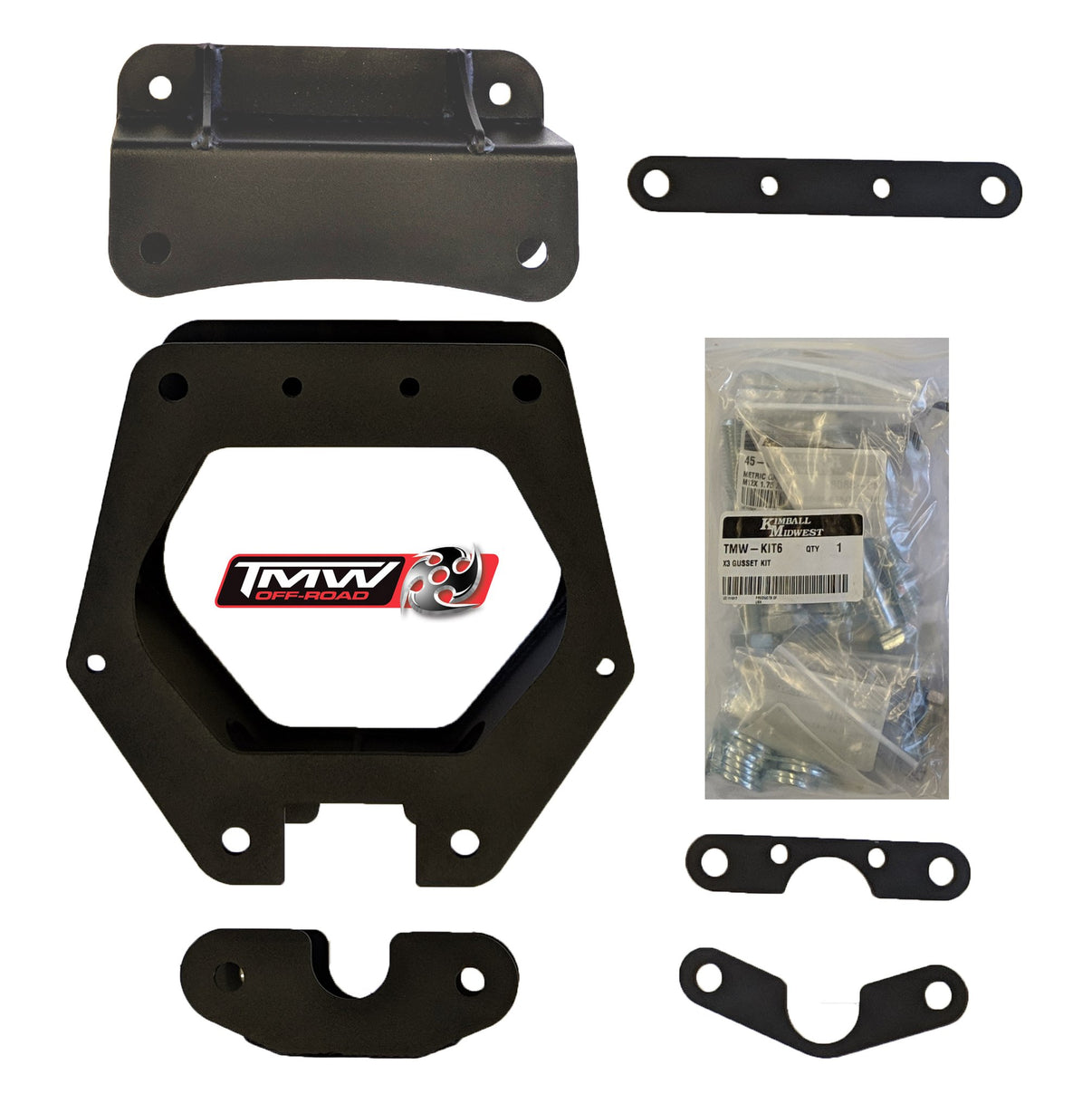HCR CAN-AM MAVERICK X3 HEAVY DUTY BULKHEAD GUSSET KIT components including metal parts and installation hardware.
