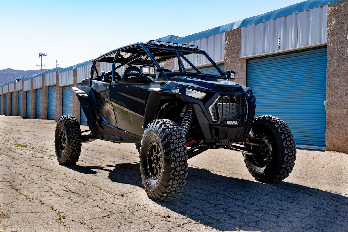 HCR Racing RZR-05700 Polaris RZR XP 1000 Dual-Sport Mid-Travel Suspension Kit showcased on black UTV.